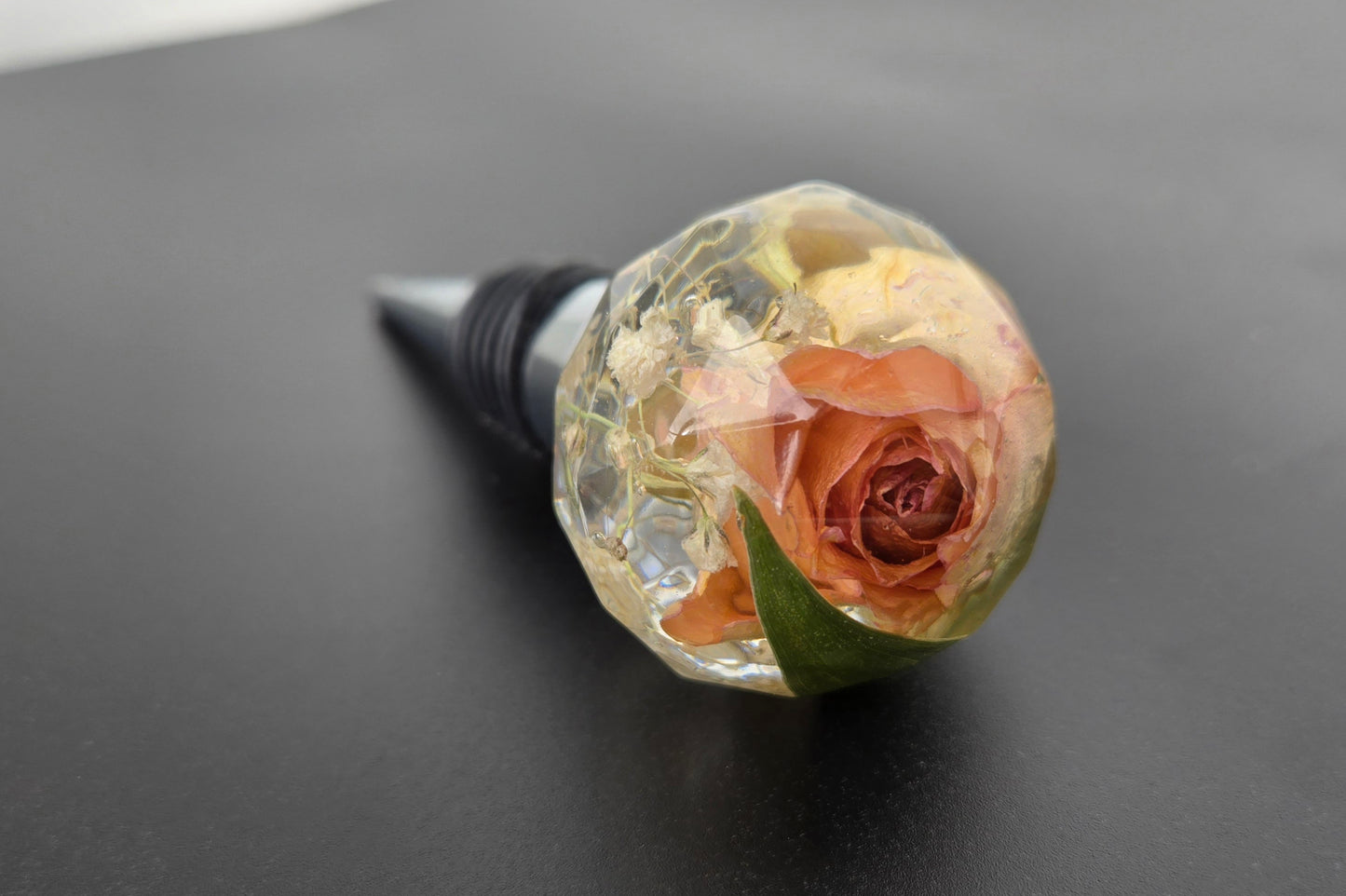 Pink Spray Rose Wine Stopper