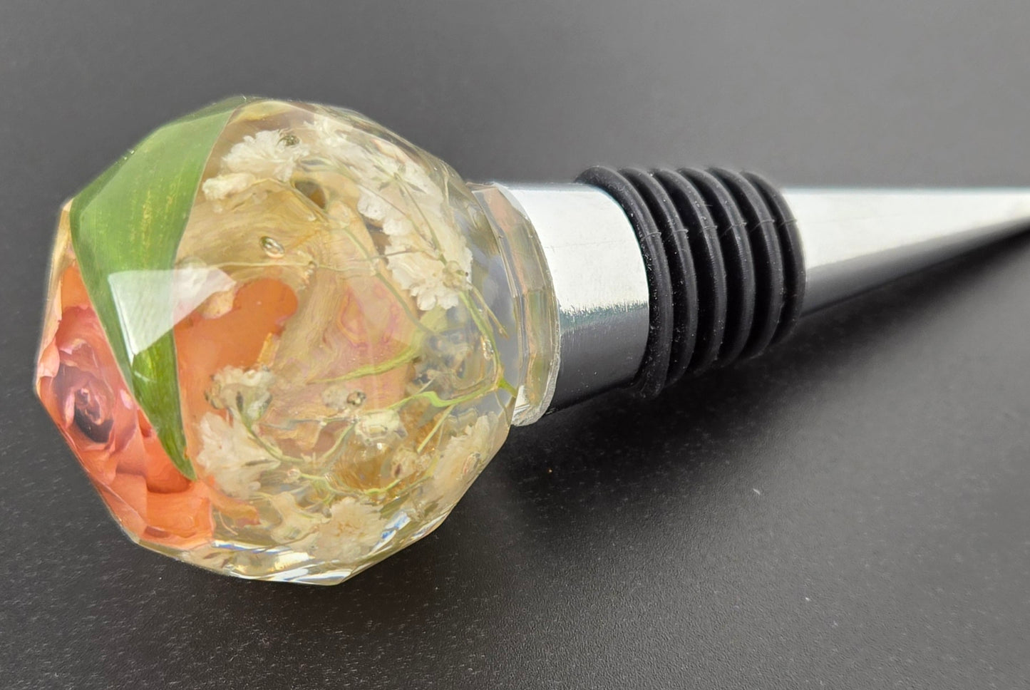 Pink Spray Rose Wine Stopper