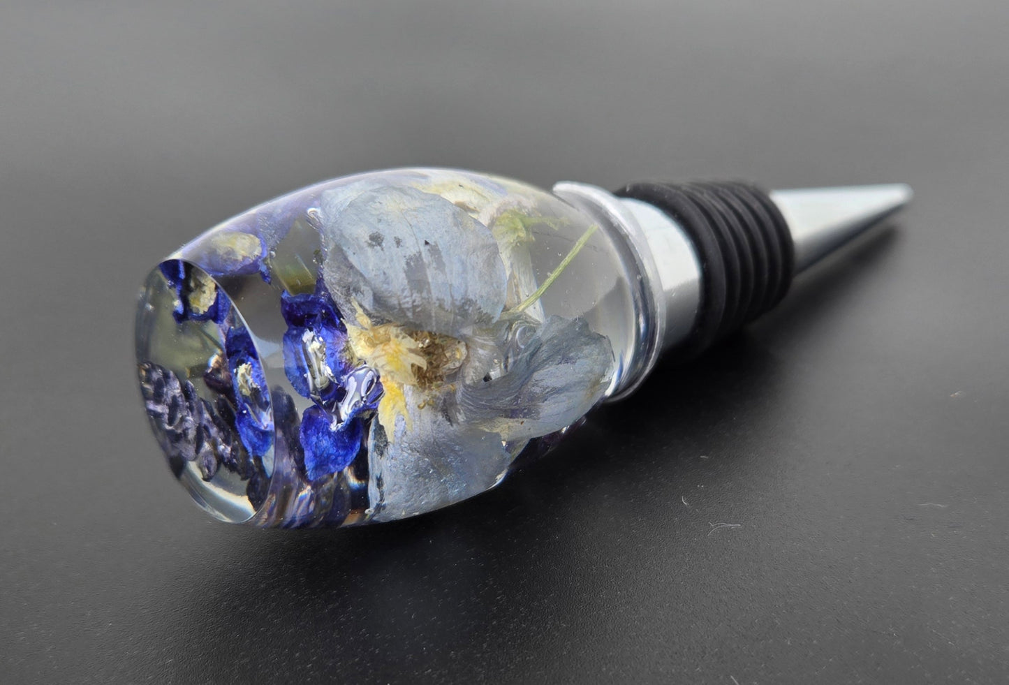 Blue Floral Wine Stopper