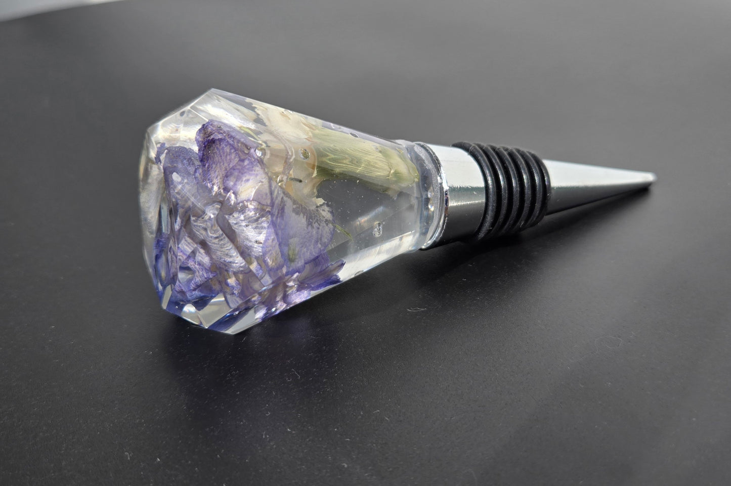 Carnation and Delphinium Wine Stopper