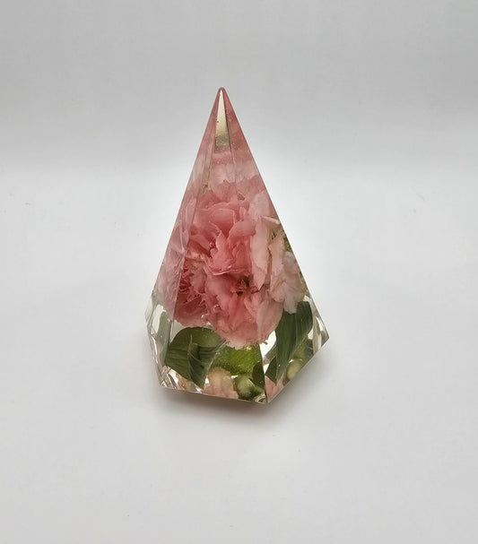 Large Pink Carnation with Greenery Ring Holder