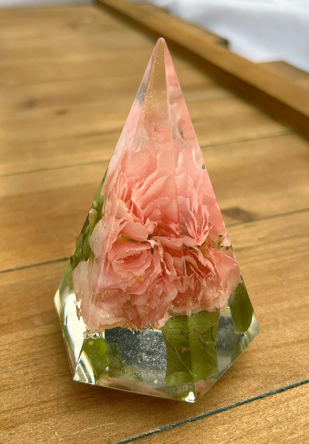 Large Pink Carnation with Greenery Ring Holder