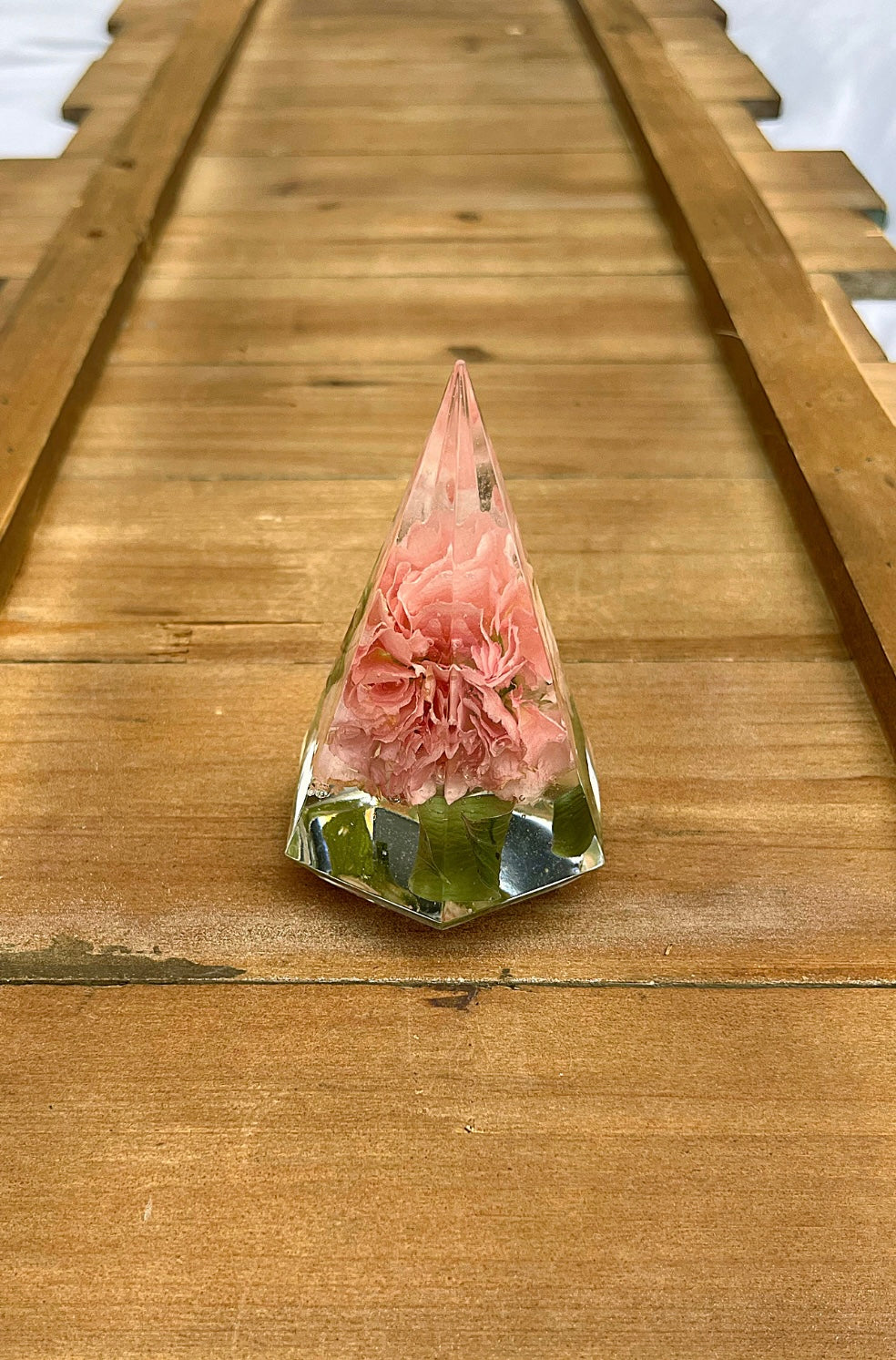 Large Pink Carnation with Greenery Ring Holder