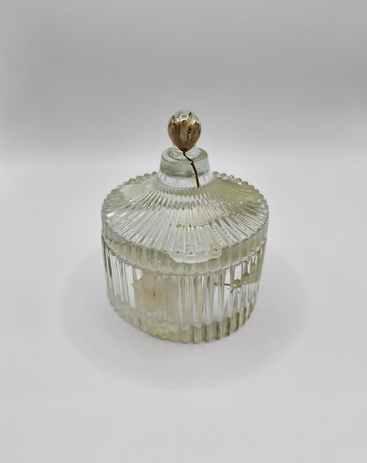 Ridged White Hydrangea Trinket Jar