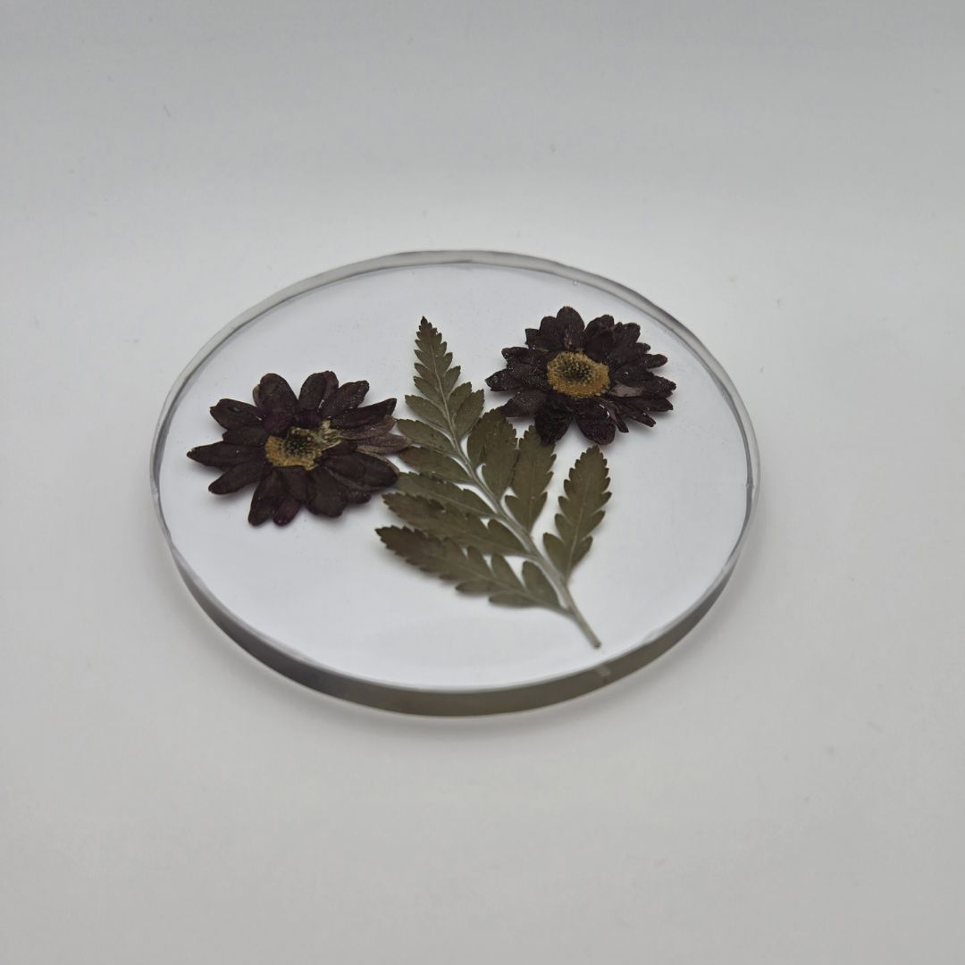 Red Dahlias with Fern Circle Coaster Set