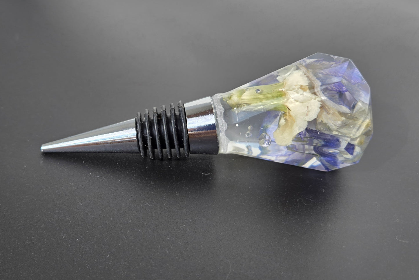 Carnation and Delphinium Wine Stopper